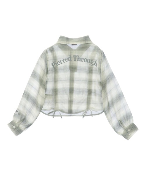 ANAP GiRL(アナップガール)の「シャーリング シアー デザイン クロップド シャツ(シャツ/ブラウス・キッズ・ホワイト/ホワイト×ブラック/ブラック/サックスブルー・S/M/XS)」の16枚目の写真