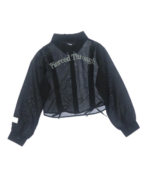 ANAP GiRL(アナップガール)の「シャーリング シアー デザイン クロップド シャツ(シャツ/ブラウス・キッズ・ホワイト/ホワイト×ブラック/ブラック/サックスブルー・S/M/XS)」の17枚目の写真