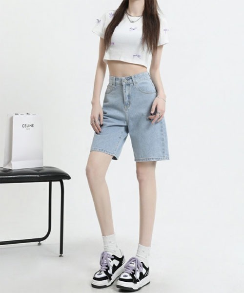 urge:(アージコロン )の「【URGE:】デニム ハーフ パンツ(デニムパンツ・レディース・ブルー/ホワイト/ネイビー・SMALL/MEDIUM/LARGE/X-LARGE)」の10枚目の写真