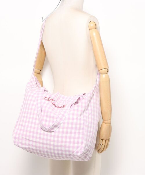 Mignonjour(ミニョンジュール)の「FReePLACe/大容量 チェック柄トートバッグ X12594(トートバッグ・レディース・ブルー/イエロー/ピンク/グリーン/パープル・FREE)」の12枚目の写真