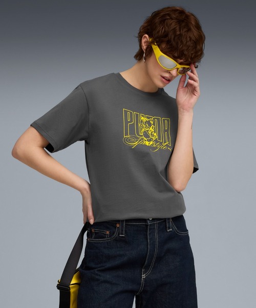 PUMA（プーマ）の「PUMA プーマ ウィメンズ グラフィック キッテン リラックスド 半袖 Tシャツ（Tシャツ/カットソー・レディース・ダークグレー/ホワイト・X-LARGE/LARGE/MEDIUM/SMALL）」の2枚目の写真