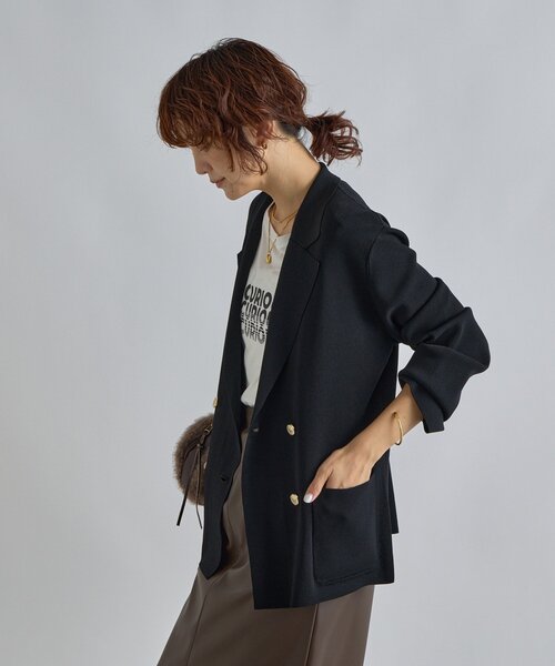 rive droite 新品ジャケット テーラードジャケット ニットジャケット 季節の変わり目に/接触冷感】ニットジャケット（テーラードジャケット