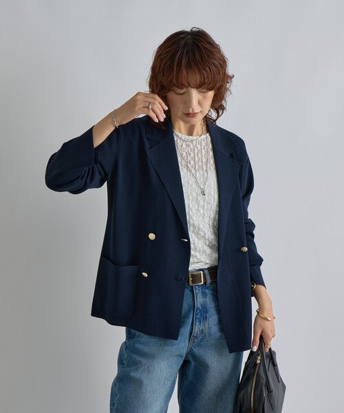 rive droite 新品ジャケット テーラードジャケット ニットジャケット 季節の変わり目に/接触冷感】ニットジャケット（テーラードジャケット