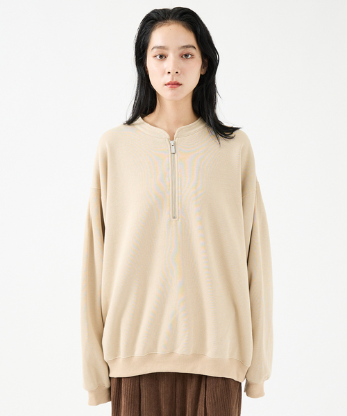 FORTUNA HOMME(フォルトゥナオム)の「【FORTUNA/フォルトゥナ】WフェイスHALF ZIPプルオーバー/オーバーサイズ/ユニセックス【WEB限定】(スウェット・メンズ・ベージュ/グリーン/ブラック・L/M)」の9枚目の写真