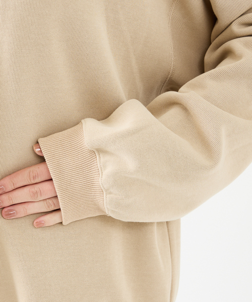 FORTUNA HOMME(フォルトゥナオム)の「【FORTUNA/フォルトゥナ】WフェイスHALF ZIPプルオーバー/オーバーサイズ/ユニセックス【WEB限定】(スウェット・メンズ・ベージュ/グリーン/ブラック・L/M)」の13枚目の写真