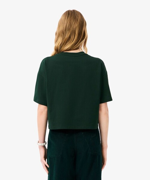 LACOSTE(ラコステ)の「ネーム&ワニロゴパッチクロップド半袖Tシャツ(Tシャツ/カットソー・レディース・ダークグリーン/ホワイト/アクア・38/40/34/36)」の20枚目の写真