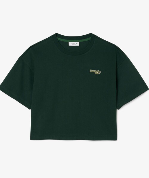 LACOSTE(ラコステ)の「ネーム&ワニロゴパッチクロップド半袖Tシャツ(Tシャツ/カットソー・レディース・ダークグリーン/ホワイト/アクア・38/40/34/36)」の19枚目の写真
