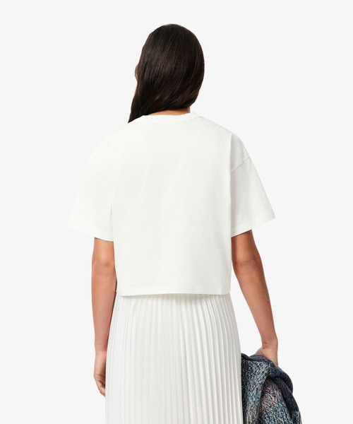 LACOSTE(ラコステ)の「ネーム&ワニロゴパッチクロップド半袖Tシャツ(Tシャツ/カットソー・レディース・ダークグリーン/ホワイト/アクア・38/40/34/36)」の5枚目の写真