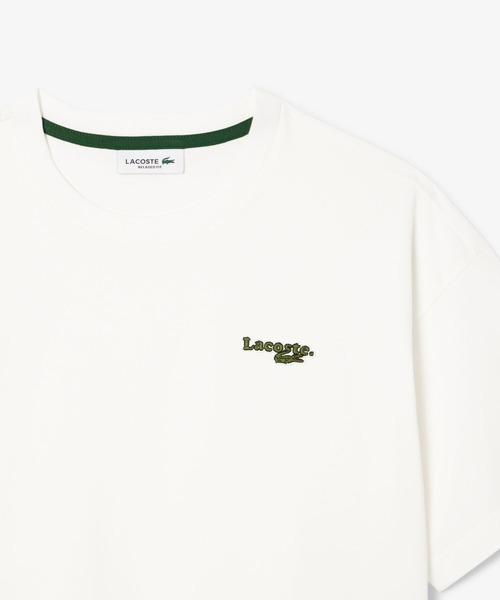 LACOSTE(ラコステ)の「ネーム&ワニロゴパッチクロップド半袖Tシャツ(Tシャツ/カットソー・レディース・ダークグリーン/ホワイト/アクア・38/40/34/36)」の8枚目の写真