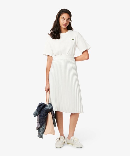 LACOSTE(ラコステ)の「ネーム&ワニロゴパッチクロップド半袖Tシャツ(Tシャツ/カットソー・レディース・ダークグリーン/ホワイト/アクア・38/40/34/36)」の9枚目の写真