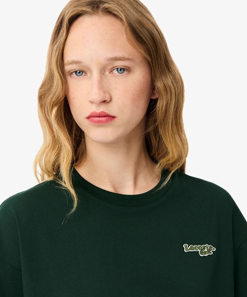 LACOSTE(ラコステ)の「ネーム&ワニロゴパッチクロップド半袖Tシャツ(Tシャツ/カットソー・レディース・ダークグリーン/ホワイト/アクア・38/40/34/36)」の10枚目の写真