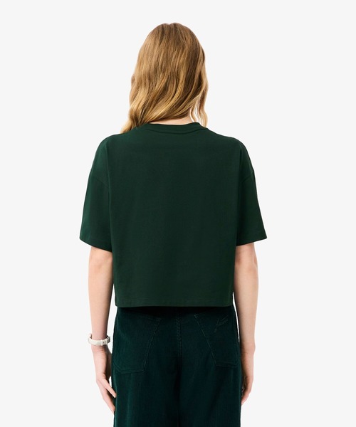 LACOSTE(ラコステ)の「ネーム&ワニロゴパッチクロップド半袖Tシャツ(Tシャツ/カットソー・レディース・ダークグリーン/ホワイト/アクア・38/40/34/36)」の11枚目の写真