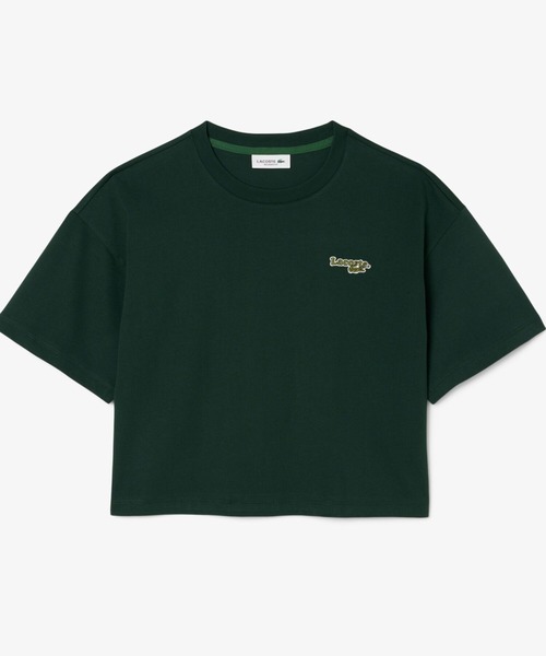 LACOSTE(ラコステ)の「ネーム&ワニロゴパッチクロップド半袖Tシャツ(Tシャツ/カットソー・レディース・ダークグリーン/ホワイト/アクア・38/40/34/36)」の12枚目の写真
