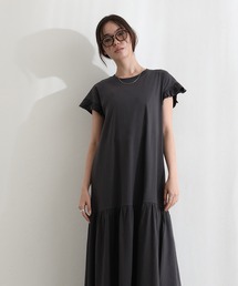 袖 フレア ノースリーブワンピース