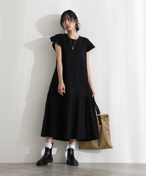 ElegChic（エレグシック）の「袖 フレア ノースリーブワンピース（ワンピース・レディース・ベージュ/グレー/ブラック・M/XL/4L）」の4枚目の写真