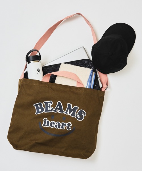 BEAMS HEART(ビームスハート)の「【7/9値下げ】スマイル カスレロゴ バッグ(A4サイズ収納可能)(トートバッグ・レディース・グレー/オリーブ/ホワイト系その他5/ブラウン系その他・ONE SIZE)」の3枚目の写真