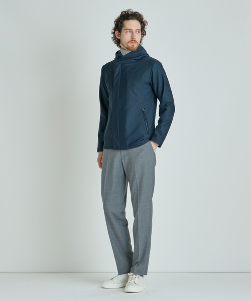 MEN'S BIGI（メンズビギ）の「ヒートパフォーマー ヘリンボーンプリント フードパーカー（パーカー・メンズ・グレー系その他/ネイビー・03/02）」の3枚目の写真