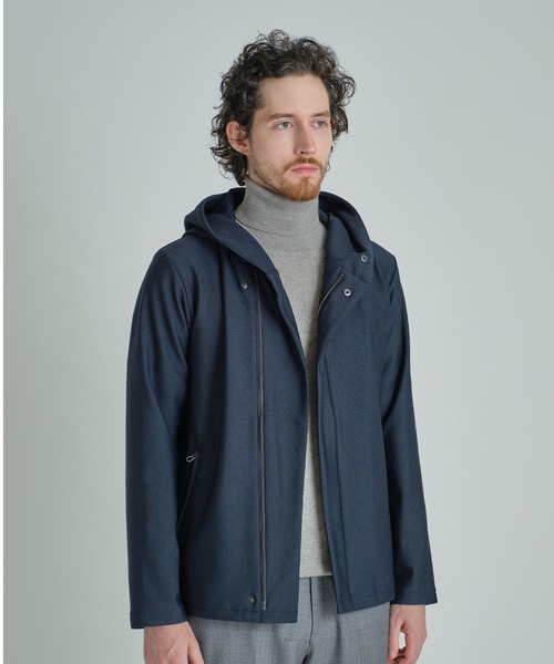 MEN'S BIGI（メンズビギ）の「ヒートパフォーマー ヘリンボーンプリント フードパーカー（パーカー・メンズ・グレー系その他/ネイビー・03/02）」の17枚目の写真