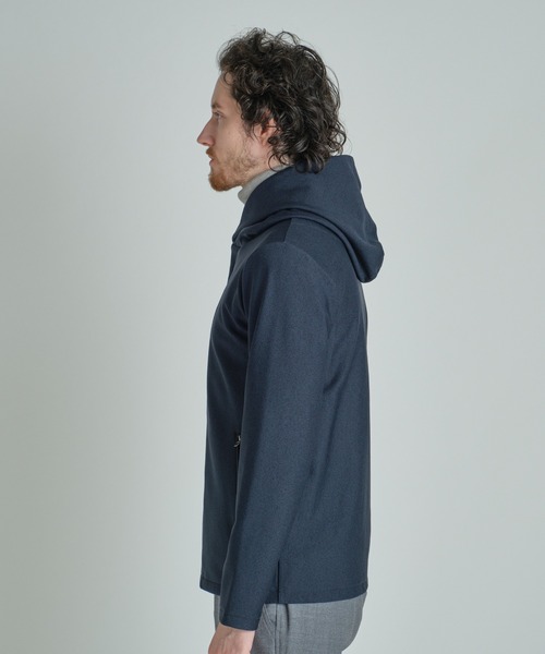 MEN'S BIGI（メンズビギ）の「ヒートパフォーマー ヘリンボーンプリント フードパーカー（パーカー・メンズ・グレー系その他/ネイビー・03/02）」の15枚目の写真