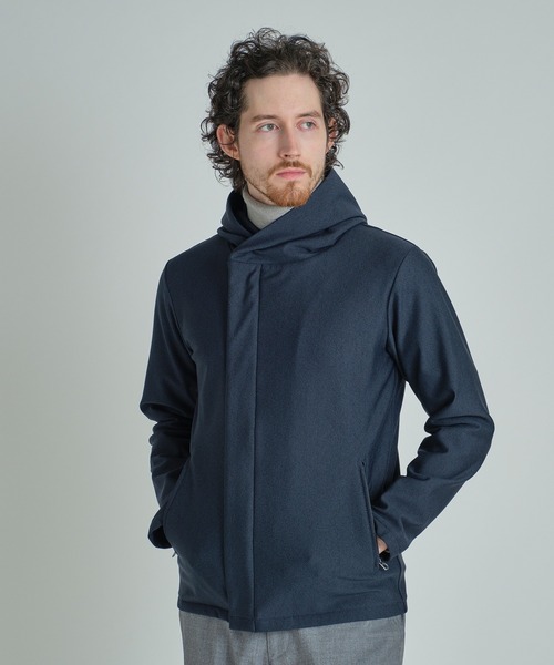 MEN'S BIGI（メンズビギ）の「ヒートパフォーマー ヘリンボーンプリント フードパーカー（パーカー・メンズ・グレー系その他/ネイビー・03/02）」の14枚目の写真