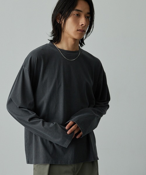 EMMA CLOTHES（エマクローズ）の「ヴィンテージライク ピグメント加工 プレーティング オーバーサイズロンT（Tシャツ/カットソー・メンズ・ネイビー/ブラック/グレー/オフホワイト・M/L）」の11枚目の写真