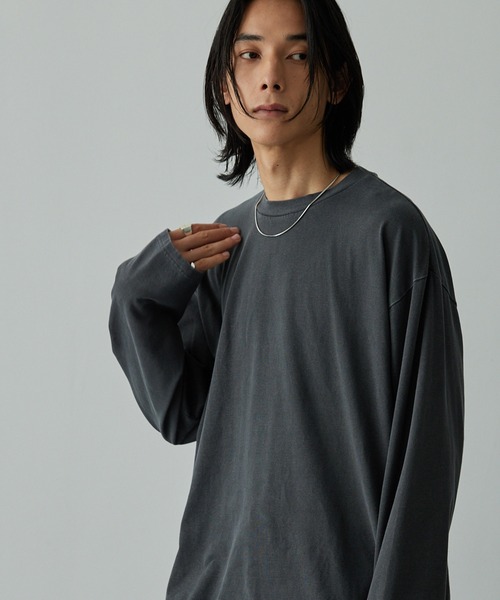 EMMA CLOTHES（エマクローズ）の「ヴィンテージライク ピグメント加工 プレーティング オーバーサイズロンT（Tシャツ/カットソー・メンズ・ネイビー/ブラック/グレー/オフホワイト・M/L）」の13枚目の写真
