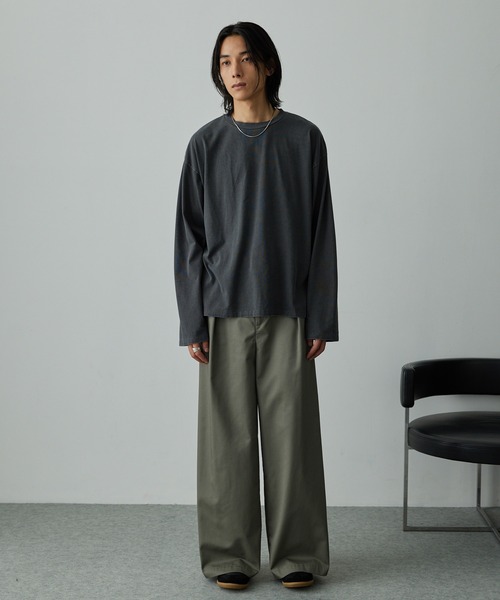 EMMA CLOTHES（エマクローズ）の「ヴィンテージライク ピグメント加工 プレーティング オーバーサイズロンT（Tシャツ/カットソー・メンズ・ネイビー/ブラック/グレー/オフホワイト・M/L）」の19枚目の写真