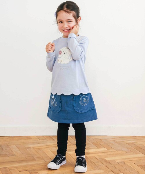 SLAP SLIP（スラップスリップ）の「キラキラ刺しゅうフリルポケットスカッツ(80~120cm)（スカート・キッズ・ネイビー/ベージュ・90cm/100cm/80ｃｍ/110cm/120cm）」の6枚目の写真