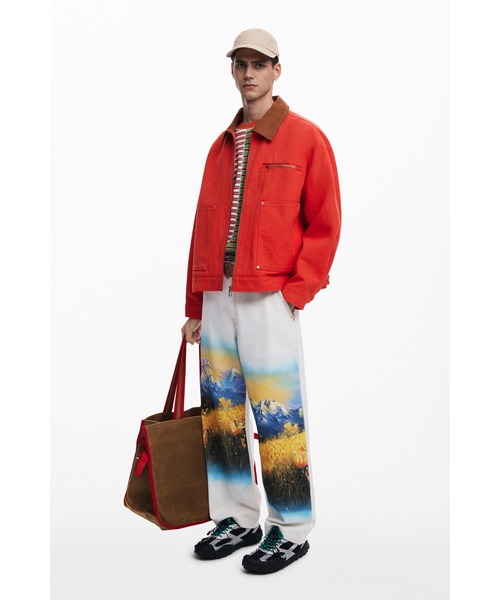 Desigual（デシグアル）の「コントラストカラーのジャケット（デニムジャケット・メンズ・レッド・S/M/L/XL）」の6枚目の写真