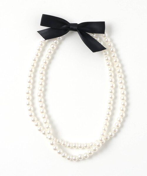 apres les cours（アプレレクール）の「パールリボンネックレス（ネックレス・キッズ・オフホワイト・FREE）」の3枚目の写真