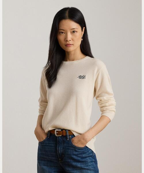 エンブロイダリー カシミヤ クルーネック セーター（ニット/セーター