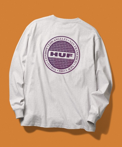HUF(ハフ)の「MANHOLE LS TEE(Tシャツ/カットソー・メンズ・ブラック/アッシュグレー/ネイビー/ホワイト・S/M/L/XL/XXL)」の1枚目の写真