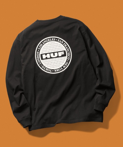 HUF(ハフ)の「MANHOLE LS TEE(Tシャツ/カットソー・メンズ・ブラック/アッシュグレー/ネイビー/ホワイト・S/M/L/XL/XXL)」の3枚目の写真