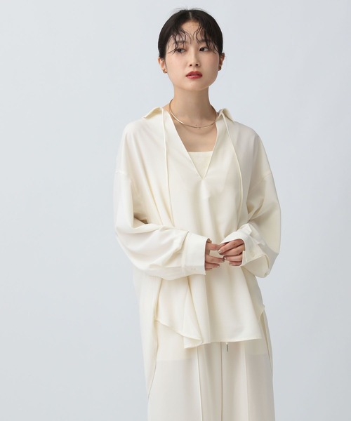 LEPSIM(レプシィム)の「マルチメリットスキッパーシャツ 582342(シャツ/ブラウス・レディース・チャコールグレー/アイボリー/ブラウン・FREE)」の22枚目の写真