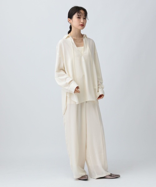 LEPSIM(レプシィム)の「マルチメリットスキッパーシャツ 582342(シャツ/ブラウス・レディース・チャコールグレー/アイボリー/ブラウン・FREE)」の11枚目の写真