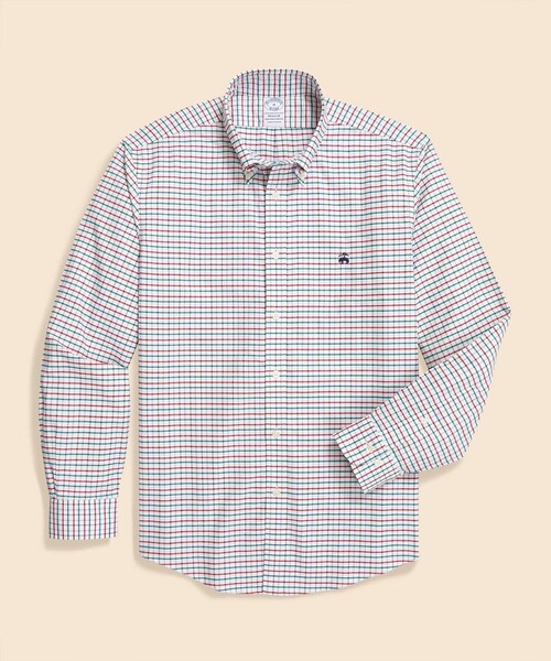 BROOKS BROTHERS（ブルックスブラザーズ）の「ストレッチオックスフォード　GFロゴ　シーズナルパターン　カジュアルシャツ　Regular Fit（シャツ/ブラウス・メンズ・ホワイト/ネイビー/ターコイズブルー/マルチ/ホワイト×ネイビー/ホワイト×レッド/サックスブルー/ダークネイビー/ストライプ/ブルー系その他/ダークブルー/ダークグリーン/レッド/レッド系その他/ブルー系その他2・SMALL/X-LARGE/X-SMALL/MEDIUM/LARGE）」の2枚目の写真