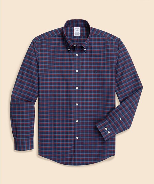 BROOKS BROTHERS（ブルックスブラザーズ）の「ストレッチオックスフォード　GFロゴ　シーズナルパターン　カジュアルシャツ　Regular Fit（シャツ/ブラウス・メンズ・ホワイト/ネイビー/ターコイズブルー/マルチ/ホワイト×ネイビー/ホワイト×レッド/サックスブルー/ダークネイビー/ストライプ/ブルー系その他/ダークブルー/ダークグリーン/レッド/レッド系その他/ブルー系その他2・SMALL/X-LARGE/X-SMALL/MEDIUM/LARGE）」の5枚目の写真