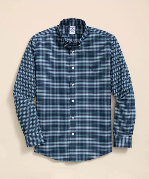 BROOKS BROTHERS（ブルックスブラザーズ）の「ストレッチオックスフォード　GFロゴ　シーズナルパターン　カジュアルシャツ　Regular Fit（シャツ/ブラウス・メンズ・ホワイト/ネイビー/ターコイズブルー/マルチ/ホワイト×ネイビー/ホワイト×レッド/サックスブルー/ダークネイビー/ストライプ/ブルー系その他/ダークブルー/ダークグリーン/レッド/レッド系その他/ブルー系その他2・SMALL/X-LARGE/X-SMALL/MEDIUM/LARGE）」の11枚目の写真