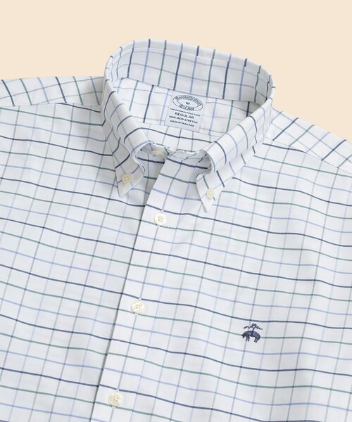 BROOKS BROTHERS（ブルックスブラザーズ）の「ストレッチオックスフォード　GFロゴ　シーズナルパターン　カジュアルシャツ　Regular Fit（シャツ/ブラウス・メンズ・ホワイト/ネイビー/ターコイズブルー/マルチ/ホワイト×ネイビー/ホワイト×レッド/サックスブルー/ダークネイビー/ストライプ/ブルー系その他/ダークブルー/ダークグリーン/レッド/レッド系その他/ブルー系その他2・SMALL/X-LARGE/X-SMALL/MEDIUM/LARGE）」の16枚目の写真