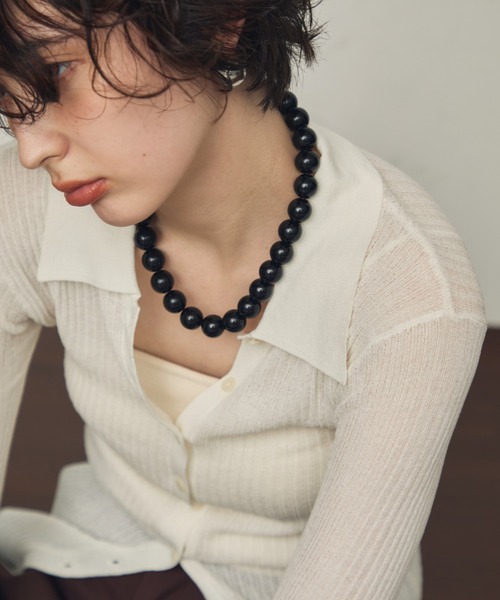 Trish（トリッシュ）の「ブラックボールネックレス（ネックレス・レディース・ブラック・FREE）」の4枚目の写真