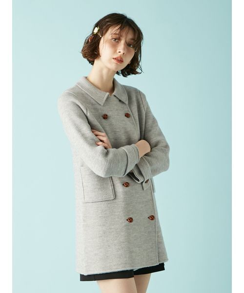 LILY BROWN（リリーブラウン）の「ニットダブルミニワンピコート（チェスターコート・レディース・グリーン/グレー/ベージュ・F）」の7枚目の写真