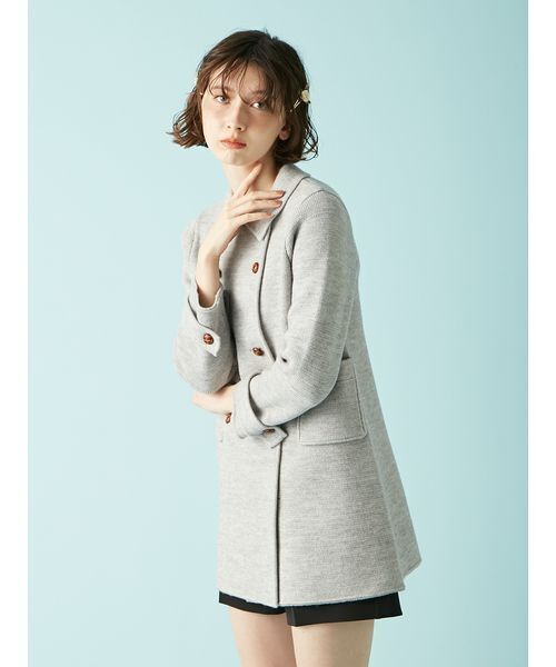 LILY BROWN（リリーブラウン）の「ニットダブルミニワンピコート（チェスターコート・レディース・グリーン/グレー/ベージュ・F）」の13枚目の写真