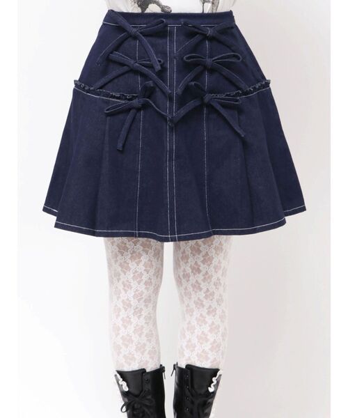 merry jenny(メリージェニー)の「リボンリボンプリーツミニスカート(スカート・レディース・その他1/ブルー/ブラック・FREE)」の8枚目の写真