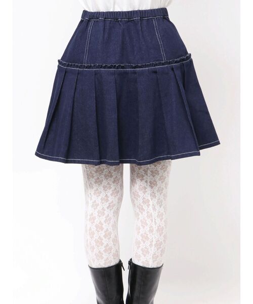 merry jenny(メリージェニー)の「リボンリボンプリーツミニスカート(スカート・レディース・その他1/ブルー/ブラック・FREE)」の4枚目の写真