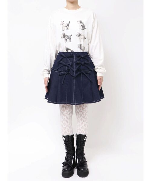 merry jenny(メリージェニー)の「リボンリボンプリーツミニスカート(スカート・レディース・その他1/ブルー/ブラック・FREE)」の6枚目の写真