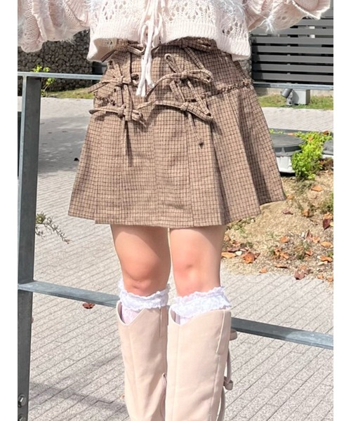 merry jenny(メリージェニー)の「リボンリボンプリーツミニスカート(スカート・レディース・その他1/ブルー/ブラック・FREE)」の3枚目の写真