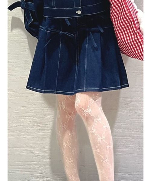 merry jenny(メリージェニー)の「リボンリボンプリーツミニスカート(スカート・レディース・その他1/ブルー/ブラック・FREE)」の2枚目の写真