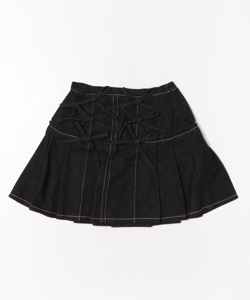 merry jenny(メリージェニー)の「リボンリボンプリーツミニスカート(スカート・レディース・その他1/ブルー/ブラック・FREE)」の1枚目の写真