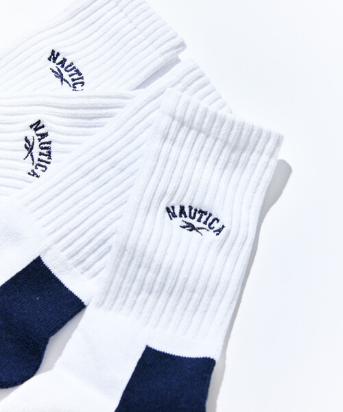 NAUTICA（ノーティカ）の「Reebok×NAUTICA/リーボック×ノーティカ 【Exclusive】3パック ダブルネーム ワンポイント刺繍 リブソックス（ソックス/靴下・メンズ・ホワイト・ONE SIZE）」の5枚目の写真