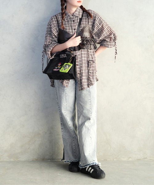 SALON de RUBAN（サロンドルヴァン）の「【SALON de RUBAN / サロン ド ルヴァン】 パワーパフガールズ ハンドトート（トートバッグ・レディース・ブラック/アイボリー/ピンク・FREE）」の7枚目の写真